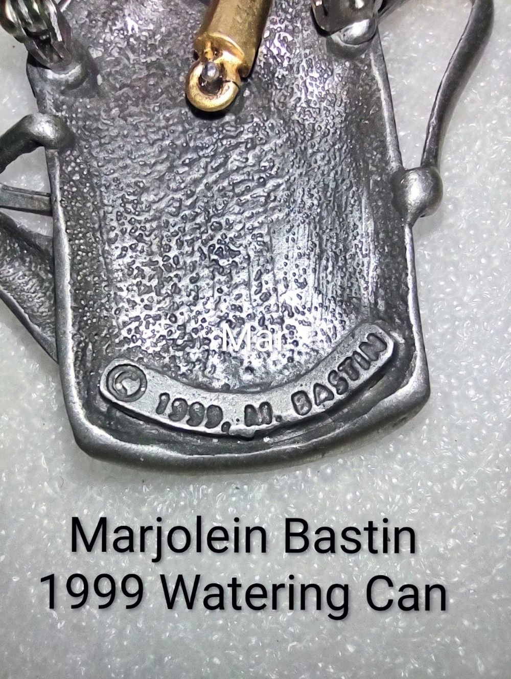 M. Bastin Signed Pewter Watering Can Artist Paintbrush, Pencils, Tools - Picture 6 of 8